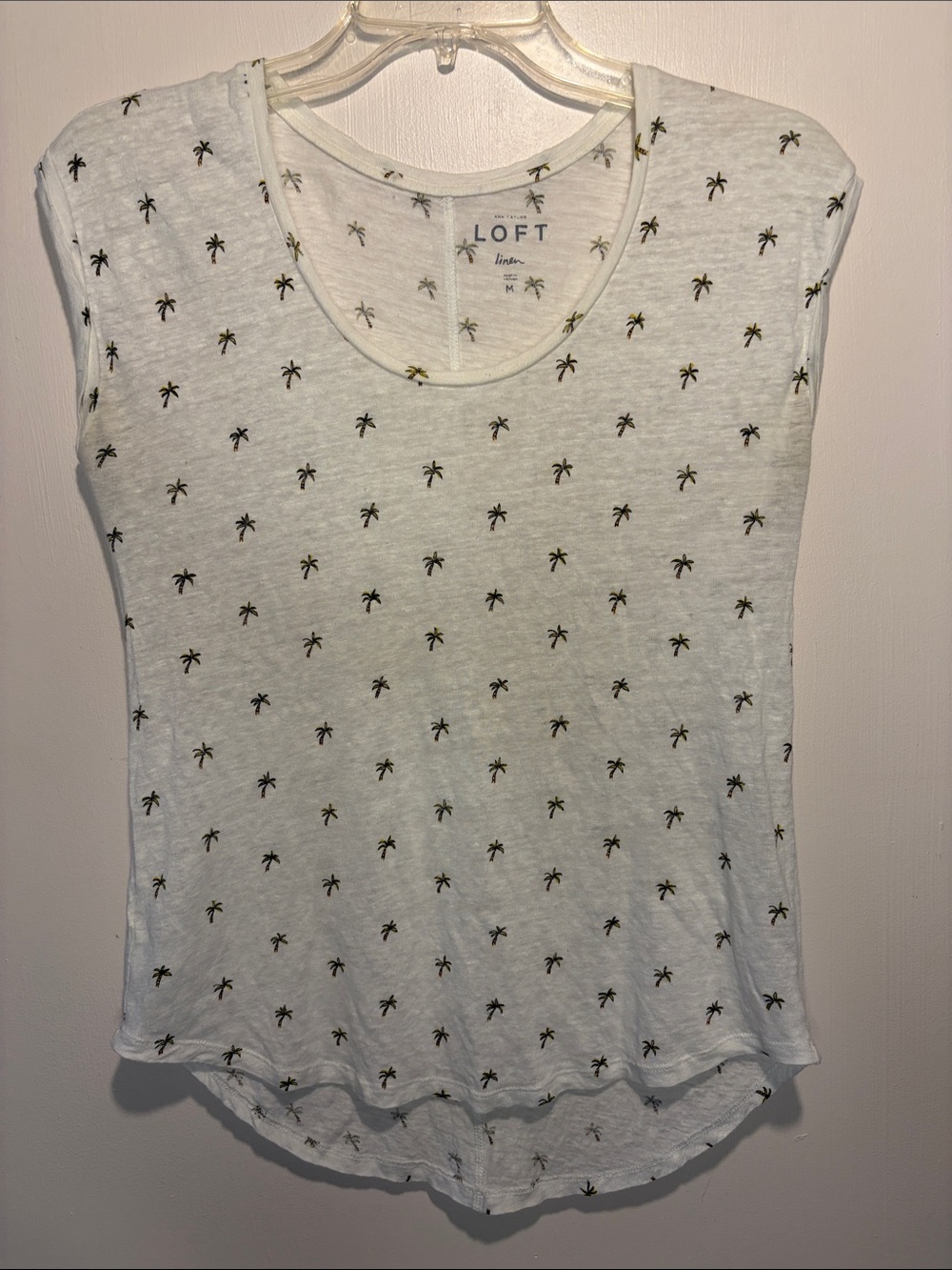 LOFT Women's White Palm-Print Cap-Sleeve Tee
